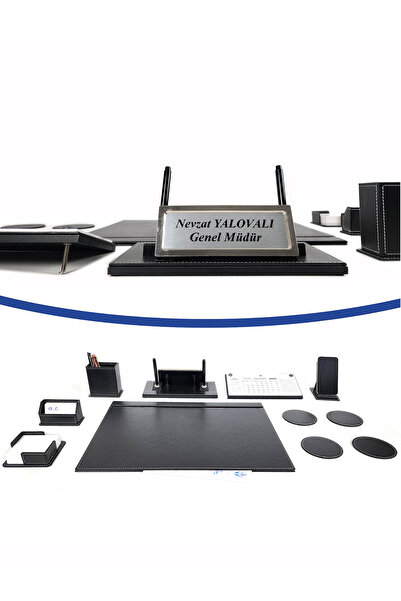 prozenis Black Calendar Name Tag Desk Set 8 Pieces Pr1608