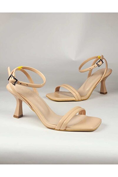 Mitto حذاء نسائي صيفي بكعب بني بكعب رفيع