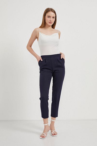 Arma Life Women's Skinny Leg Side Pocket Classic Navy Fabric Trousers