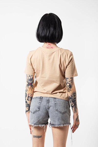 Bak Moda Basic μπεζ Premium μισό μανίκι T-shirt