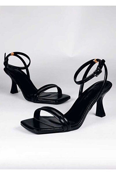 Mitto Kadın Siyah Yazlık Topuklu Ayakkabı 8 Cm Topuk