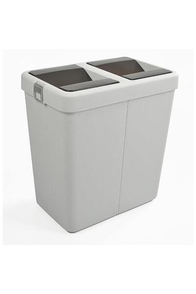 Motek 80 Litre Hassas Kapaklı Çift Gözlü Geri dönüşüm Çöp Kovası