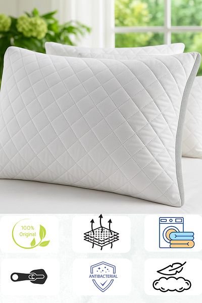 Skyes Home Air Conditioned Anti-Sweat Pillow 50×70 – Ultra Plump Bead Silicone, Antiallergic, Zippered