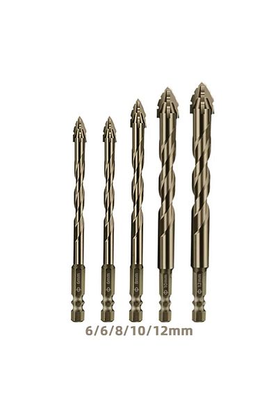 Choice 6 6 8 10 12 Four-edge Eccentric Drill Bit High-hard Alloy Upgraded Carpentry Tools All Porcelain Con
