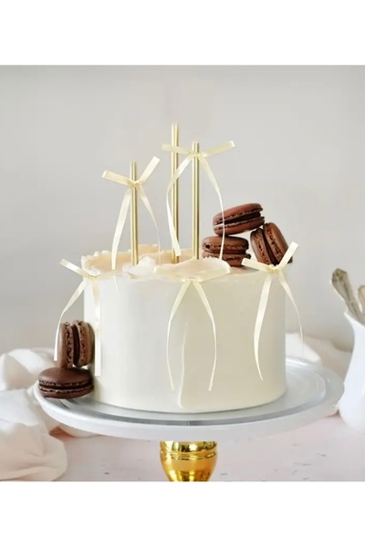 Deniz Party Store 6 MM KREM SATEN HAZIR FİYONK KURDELE 10 ADET Balon kurdelesi