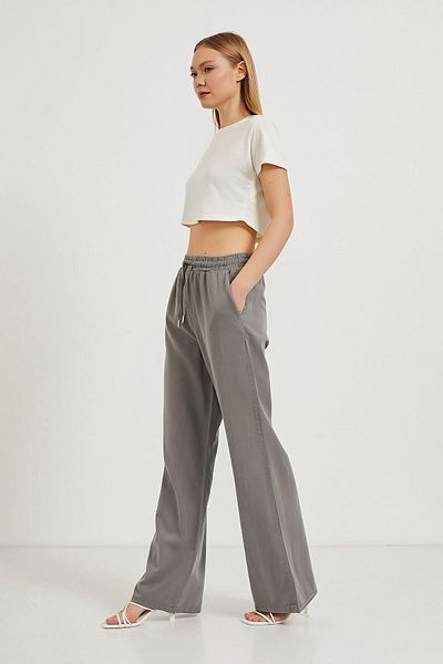 Arma Life Women's Wide Leg Smoked Palazzo Trousers with Elastic Waist