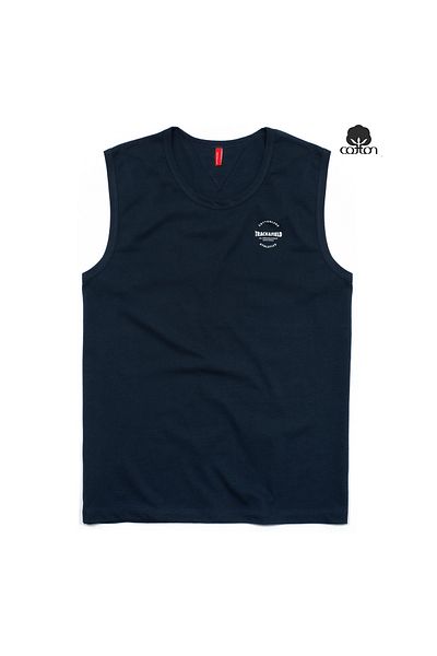 Cottonland Мъжка потник FIELD Regular Cut O Neck Singlet от пениран памук, тъмносин