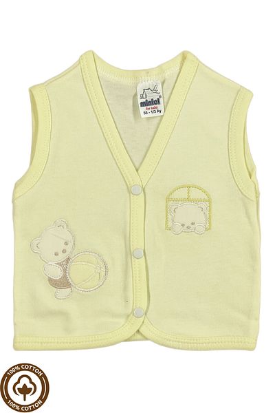 Miniel 3-piece Unisex Baby Vest Set - Teddy Bear Embroidered, Organic Cotton, 3-6-9 Months