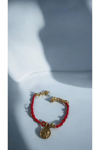 not cool. Attractive Red Brass Plated Charm Detailed Macrame & Stainless Steel Closure Anklet
