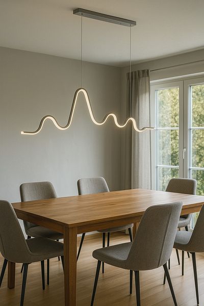 Modavize Rhythm Modern Design Bedroom - Living Room Kitchen Dining Table Gray Color White Led 2-Piece Chandelier (110 cm)