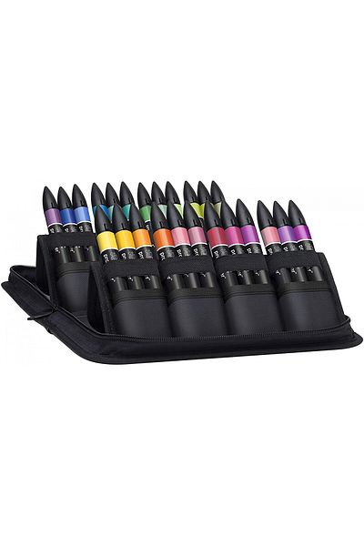 Winsor Newton مجموعة محفظة بروماركر مكونة من 24 قطعة - مصمم للطلاب