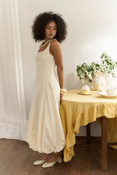 MAI STUDIOS CO. Garda Uzun Sarı Balon Elbise