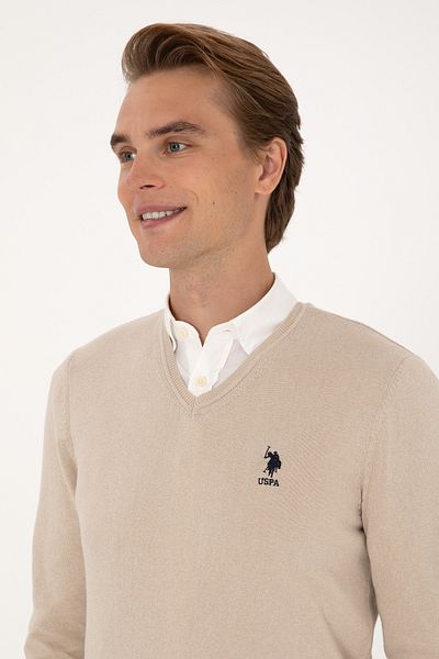 U.S. Polo Assn. Men's Stone Melange Basic Sweater 50288881-Vr225