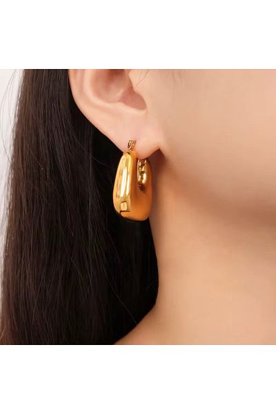 Siya Silver Non-Tarnish Steel Curved Bag Model Earrings - U Earrings