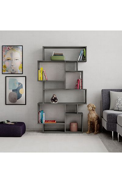 Mourah Home Mourah Home Karmato Modern Bookcase Display Unit Retro Grey