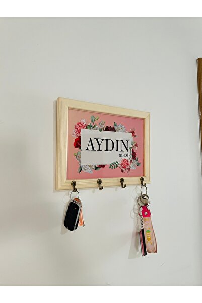 Sapphireworks Masif Ahşap Çerçeveli Kişiye Özel Soyadlı Anahtarlık, Anahtar A...