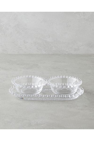 English Home 32X13 cm Clear Miny Glass 3 Piece Serving Set