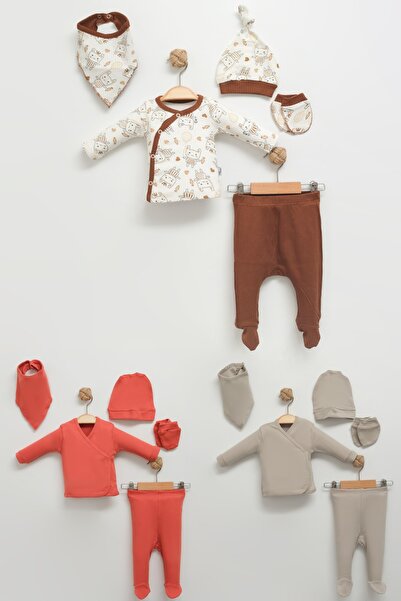 Babykokko Erkek 5'li Penye Hastane Çıkışı 3 Renk Bebek Takımlar