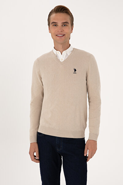 U.S. Polo Assn. Men's Stone Melange Basic Sweater 50288881-Vr225