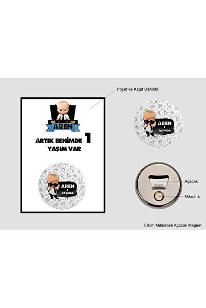 Ste Desing Kişiye Özel Metal Açacak Magnet Patron Bebek Açacak Magnet Yeni Doğan Magnet 10 Adet