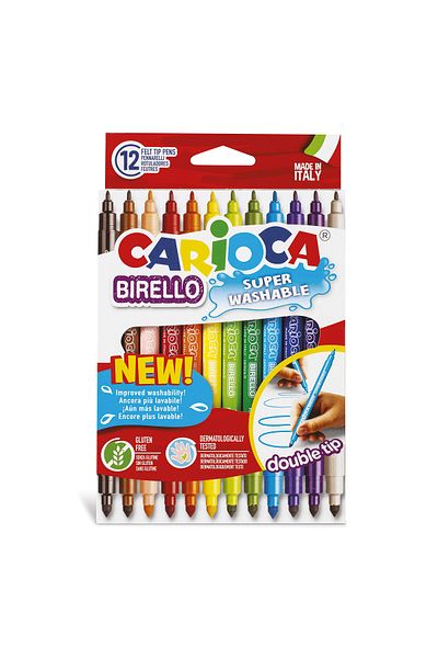 CARIOCA Birello Jumbo+standard Double Ended Washable Felt Paint 12 Colors