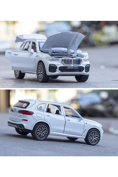 tmtoysandmore X5 حافظة جديدة مع ضوء وصوت موديل معدني أبواب غطاء صندوق الأمتعة المنبثق 1:32 أبيض