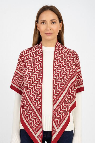 Sebir Moda Patterned Knitwear Triangle Shawl