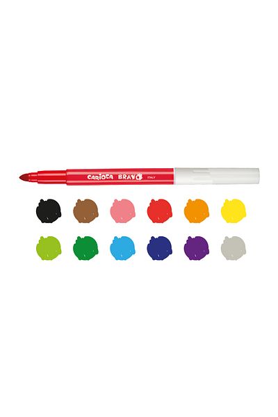 CARIOCA Bravo Jumbo Super Washable Thick Tip Felt Tip Crayons 12 Pack