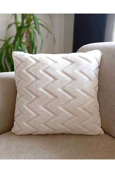Benlisso Home Zigzag Bohemian Punch Punk Special Design Διακοσμητική Μαξιλαροθήκη Ριχτάρι 1 Τεμάχιο Χρώμα εκρού