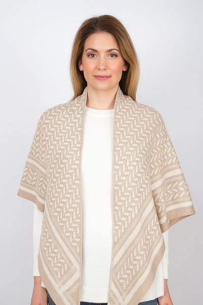 Sebir Moda Patterned Knitwear Triangle Shawl