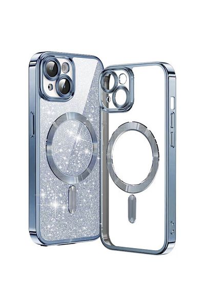 SKYDDAR INNOVATION Husă pentru iPhone 13, Magsafe de lux cu sclipici, rezistentă la șocuri, spate detașabil, albastră, set de autocolante