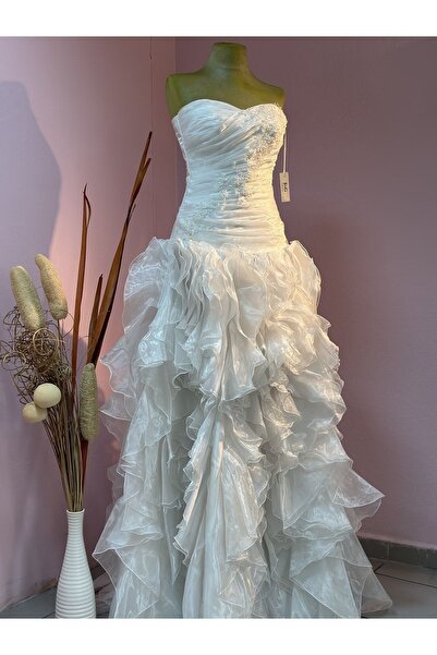 GÖKŞİN MODA DRAPELİ MENDİL ETEK GELİNLİK