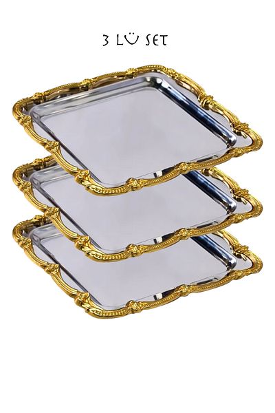 EVSTYLE Δίσκος 3 τεμαχίων ασημί Ivy - Ανοξείδωτο ατσάλι
