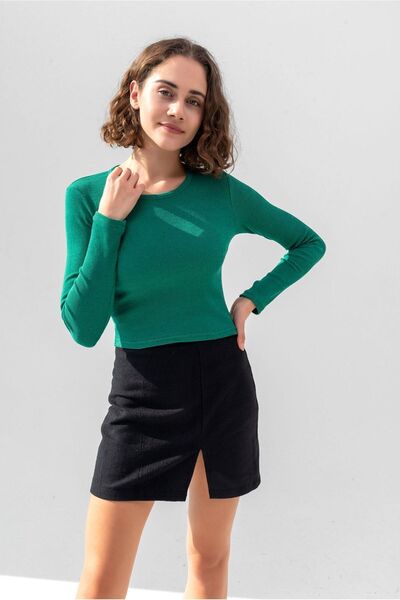 la & vetta Πλεκτό μπλουζάκι με μακρυμάνικη μπλούζα με γρασίδι