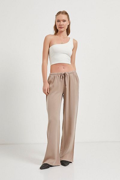 Arma Life Women's Elastic Waist Casual Loose Mink Baggy Trousers