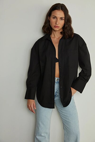 la & vetta Crna Oxford Oversize kroj košulja