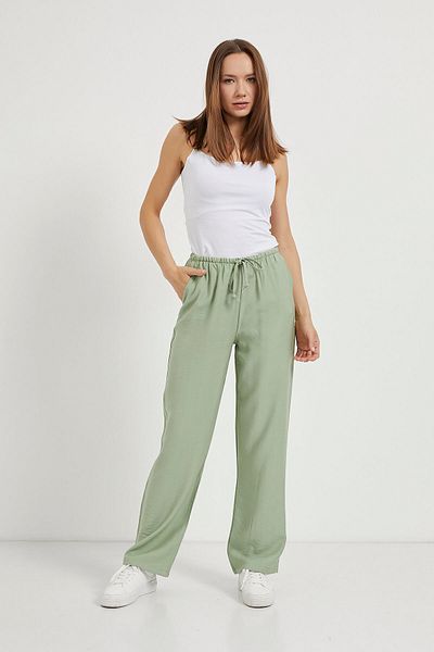 Arma Life Women's Elastic Waist Loose Green Baggy Trousers