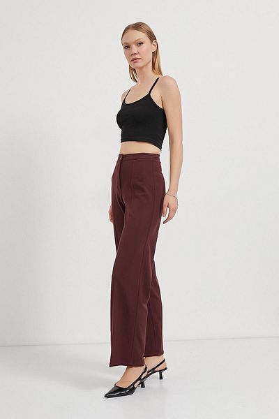 Arma Life Women's High Waist Wide Leg Burgundy Palazzo Trousers