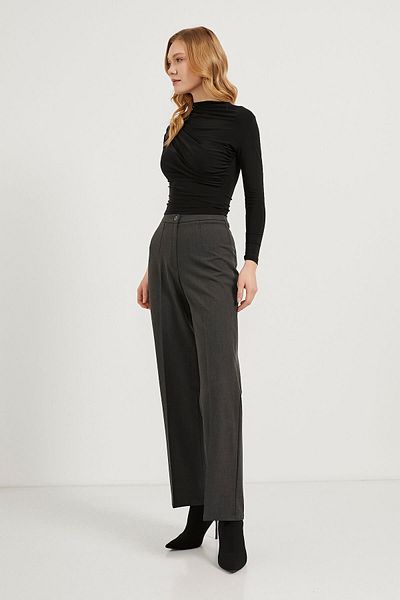 Arma Life Pantaloni palazzo antracit cu talie înaltă pentru femei