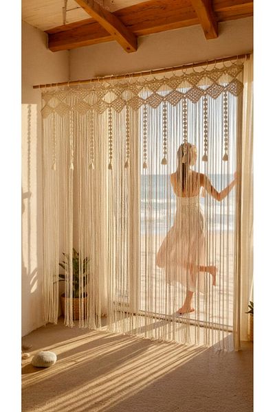 Zuviel Deco Handmade Macrame Separator, Macrame Curtain, Door Curtain, Backdrop, Background, Organization