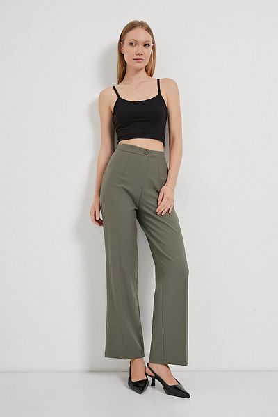 Arma Life Women's High Waist Wide Leg Khaki Palazzo Pants