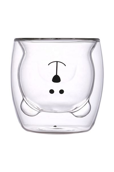 Bogadini Double Borosilicate Glass Mug – Bear Shape, Tea, Coffee, Milk