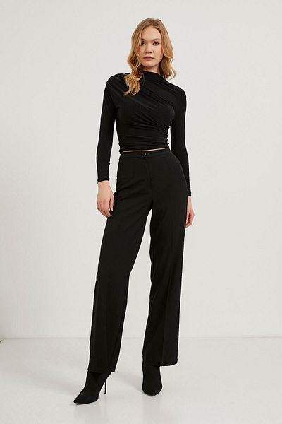Arma Life Women's High Waist Wide Leg Black Palazzo Trousers