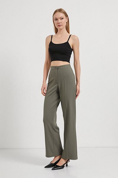 Arma Life Women's High Waist Wide Leg Khaki Palazzo Pants