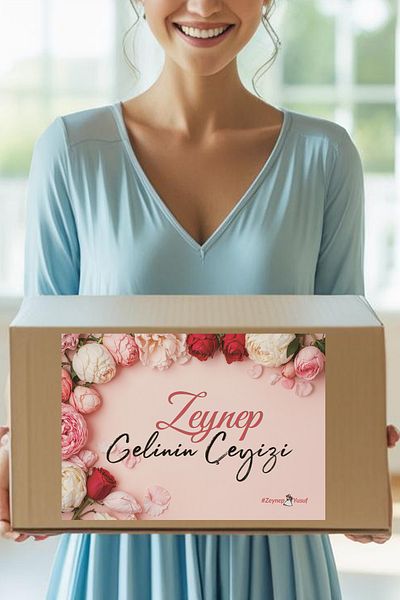 Kentsoylu Dower Parcel Bundle Tag for Bride Name Custom Design - A4 Size- 10 Pack Self Adhesive