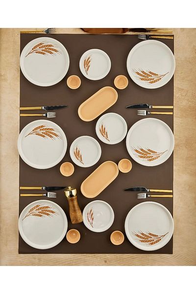 Lili home 18 Piece Ceramic Breakfast Set for 6 People - Virgo Pattern