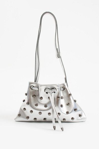 NBİBAGS Geantă de umăr pentru femei Trok Stone Mini Pouch neagră argintie