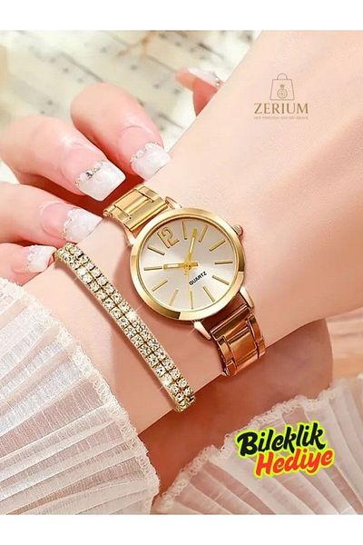 ZERİUM Elegance of Time – Stylish Women's Watch with Bracelet Gift