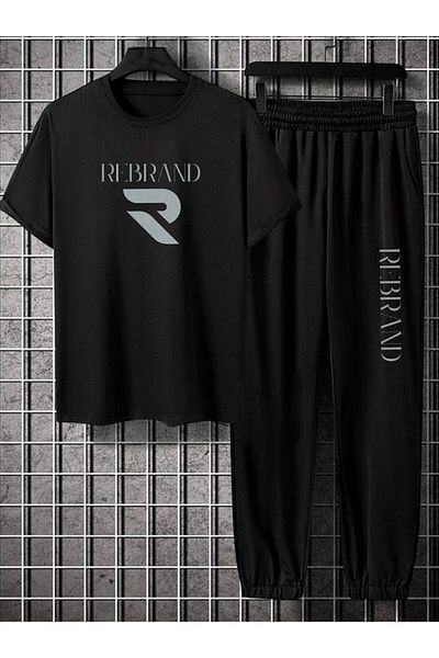 REBRAND Oversize T-Shirt Set - Printed Bottom Top Tracksuit Set