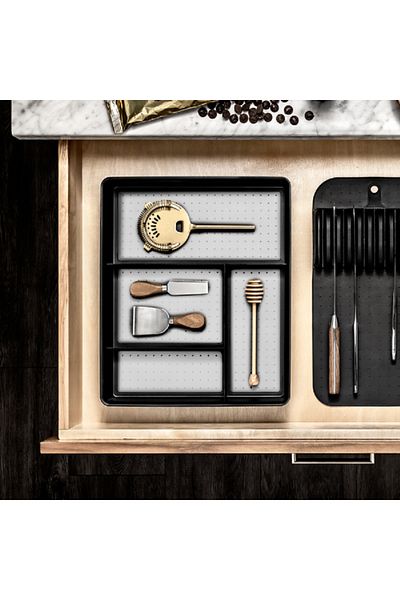 Madesmart Classic Non Slip Base 4 Compartment Gadget Tray Organizer Black